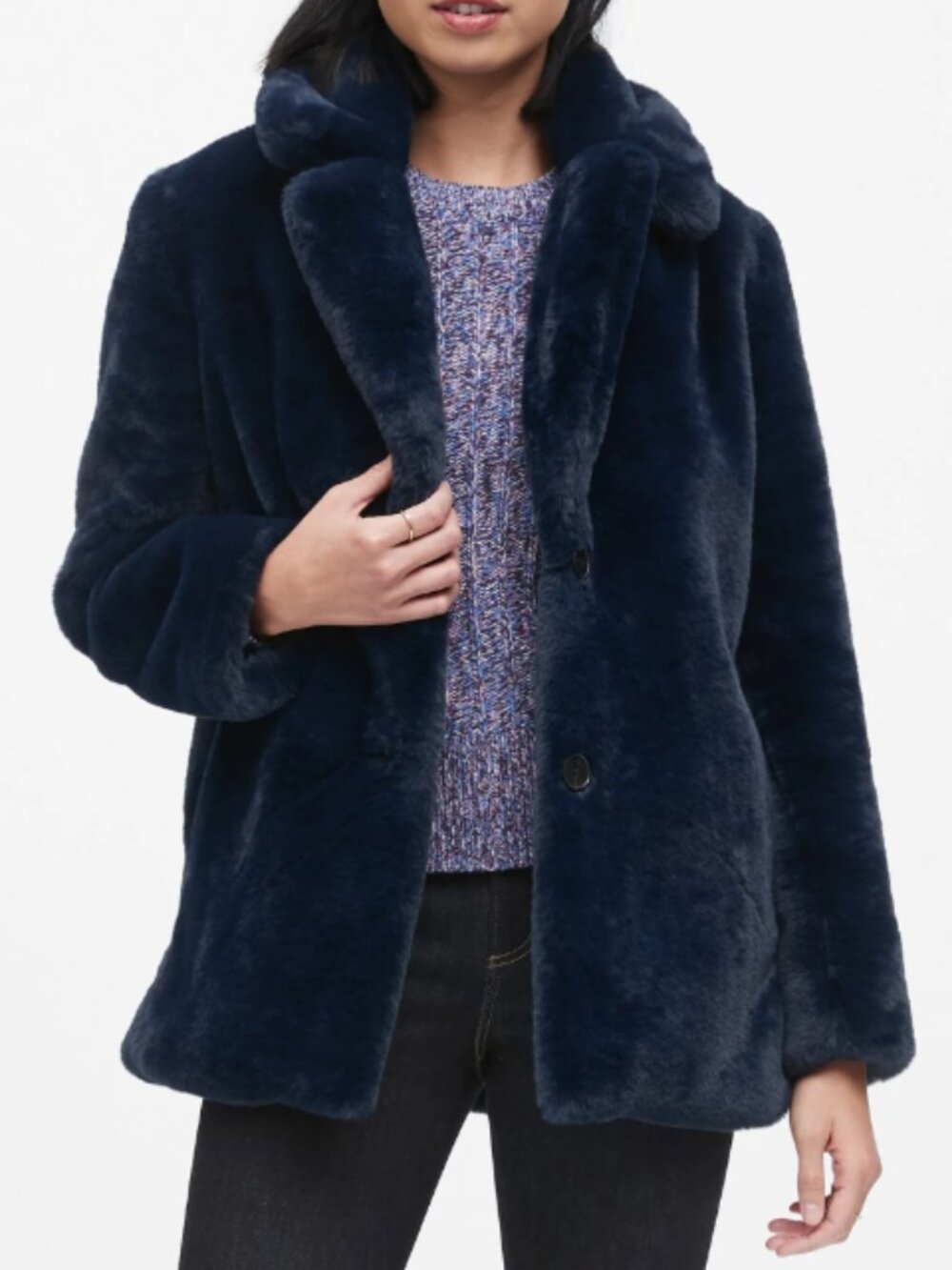 Banana Republic Faux Fur Blue  XS Elegant Winter Coat